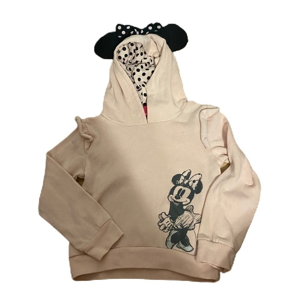 Minnie Mouse Sweatshirt 5T Hooded Ears Pink Disney Pullover Kids